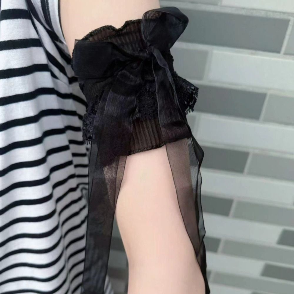 Elastic Lace Trim - Modische Spitzen-Lolita-Armstulpen mit elastischer Schleife, Rüschen