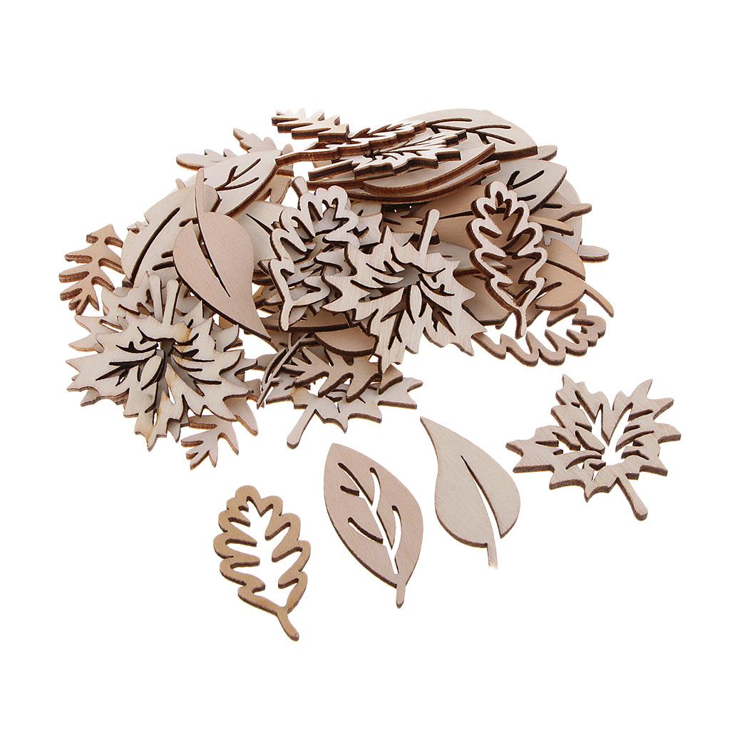 Christmas Craft Embellishment - 50 Stück Holz blätter Verzierungen Holz