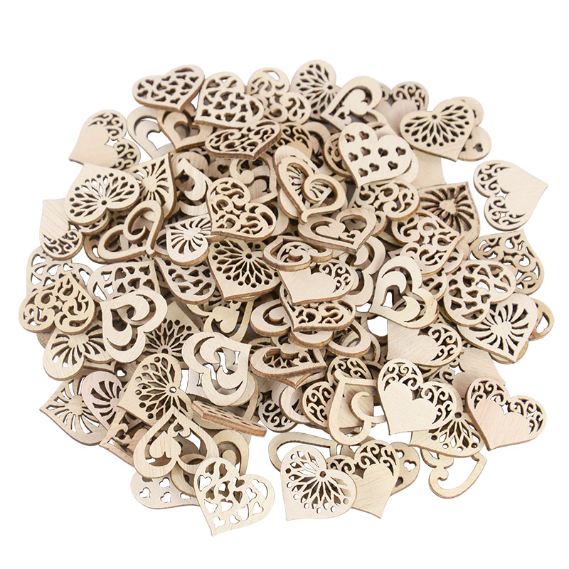 Craft Embellishment - 50/100 Stück ausgehöhltes Herzmuster, kleine natürliche
