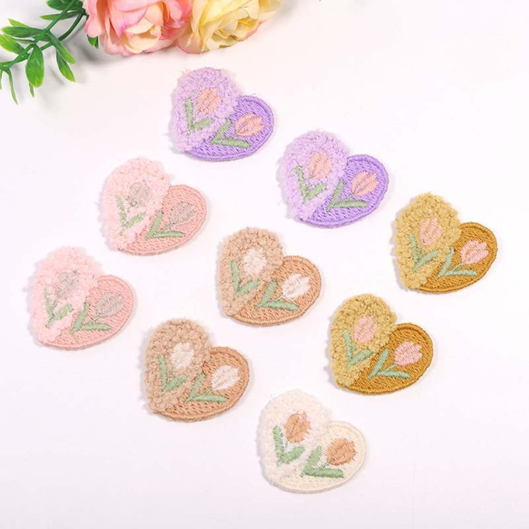 Applique Patch Flower - 10 Stück Wolle Plüsch Liebe Blumen