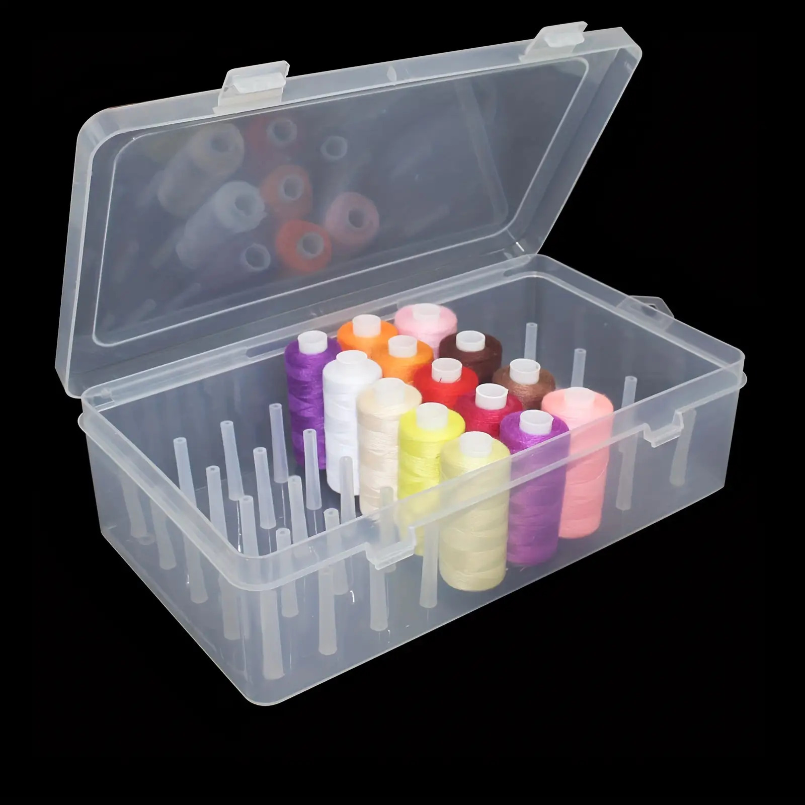 Craft Embellishment Storage - Transparente Kunststoff-Nähgarn-Aufbewahrungsbox mit 42 Fächern, Spulenhalter