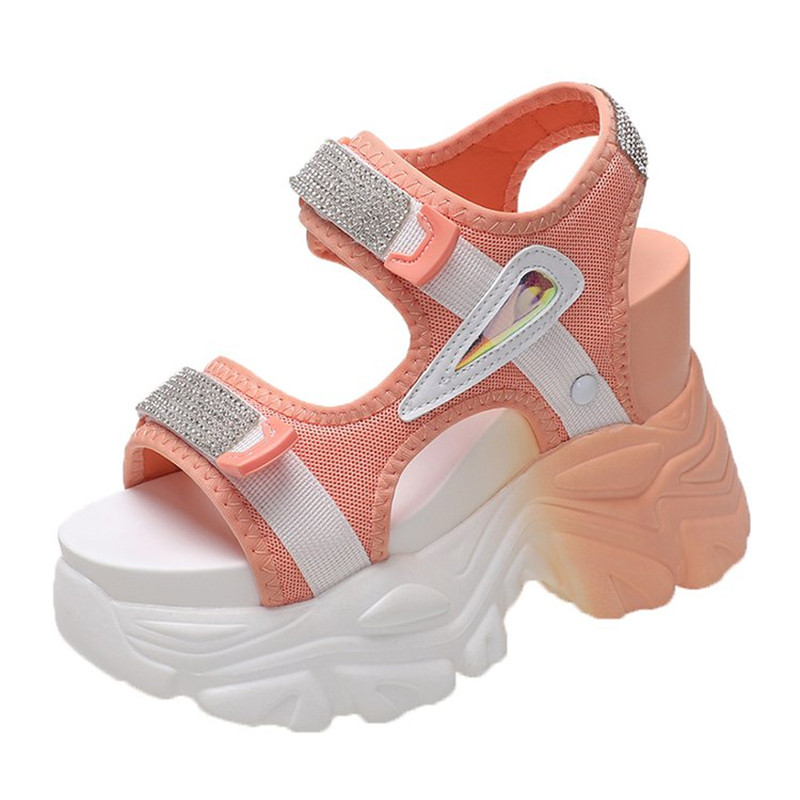 Crystal Mesh Fabric - Hochwertige Plateau-Sandalen für Damen mit Glitzer,