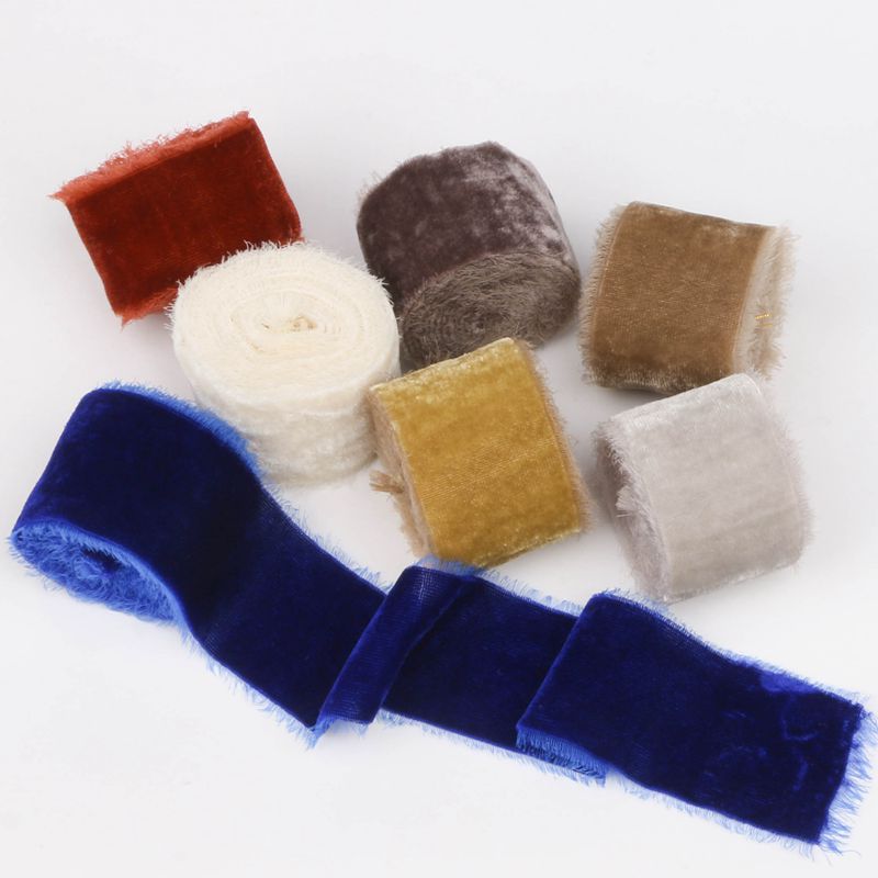 Velvet Ribbon Roll - 1M/Rolle Beflockung Hand Zerreiftes Samtband Diy