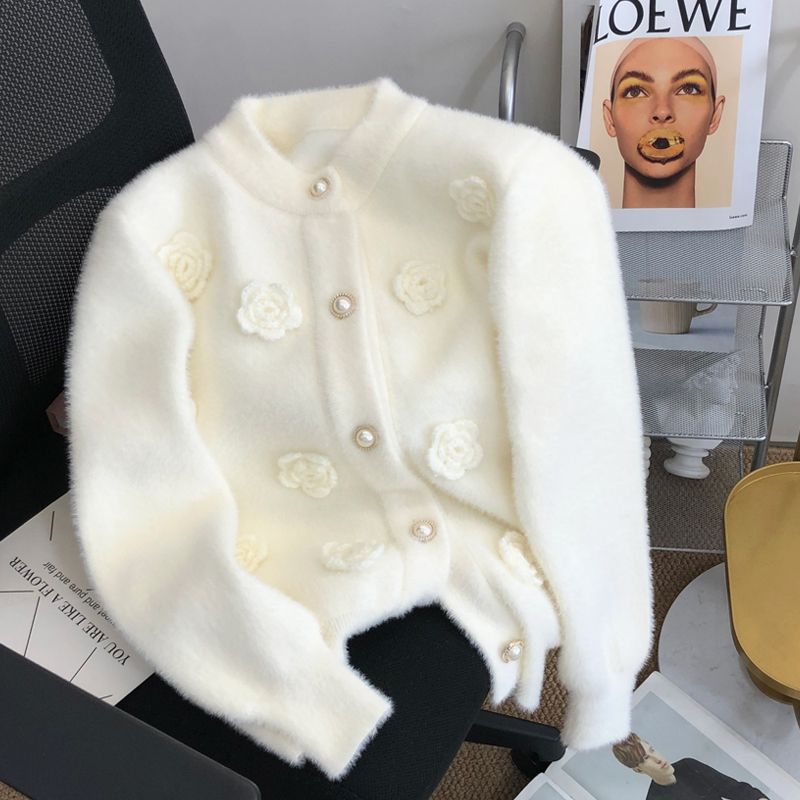 Applique Patch Flower - Neuer super unsterblicher weißer Pullover mit
