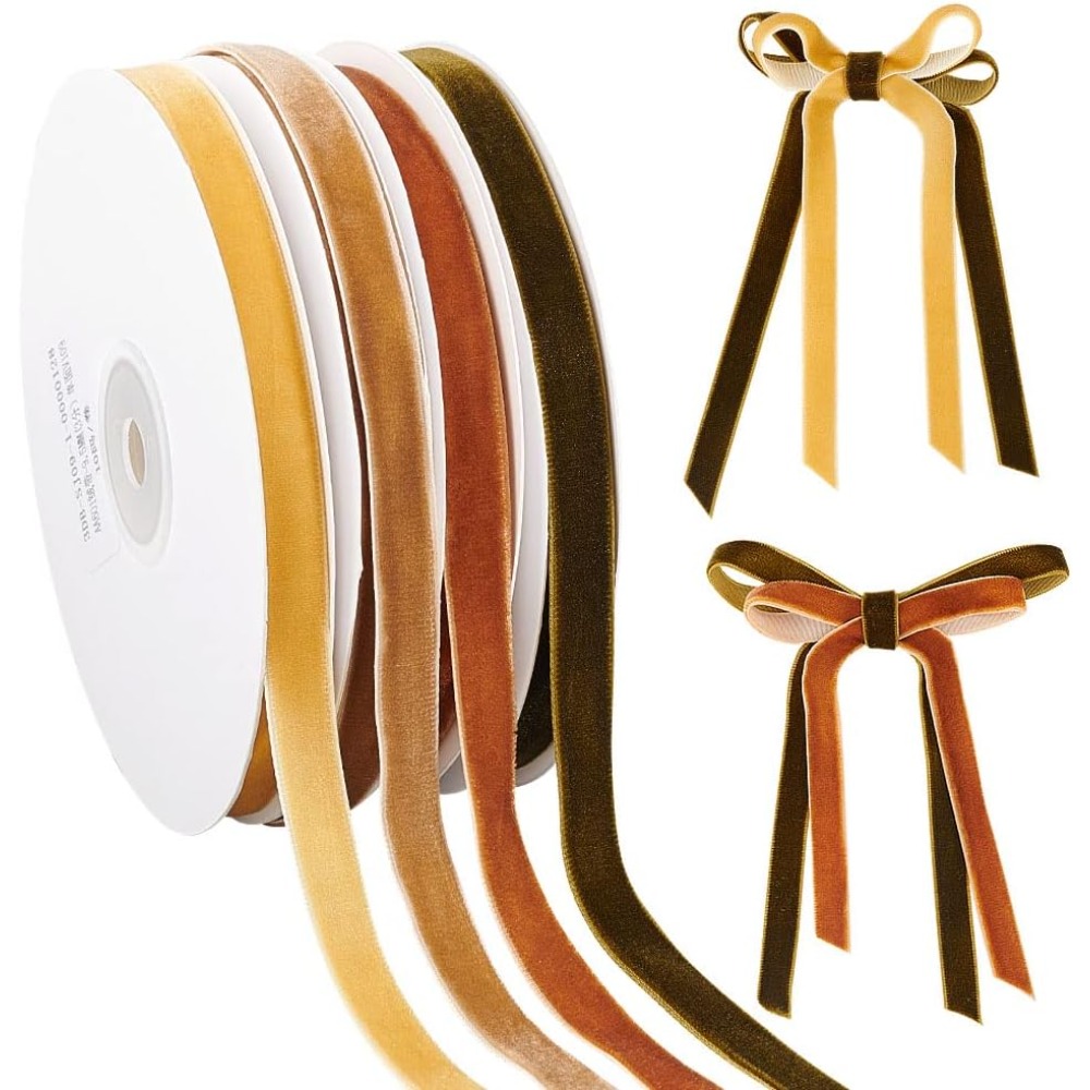 4 Rollen, 4 Farben, einseitige – Velvet Ribbon Roll Bewertung und Preis