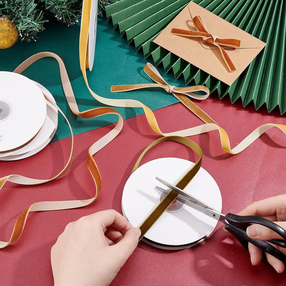 4 Rollen, 4 Farben, einseitige – Velvet Ribbon Roll Bewertung und Preis
