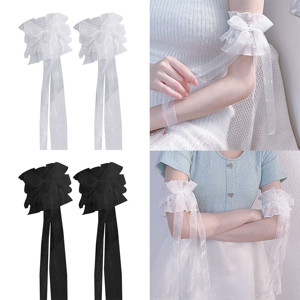 Arm stulpen Bowknot Arm Ärmel  – Elastic Lace Trim Bewertung und Preis