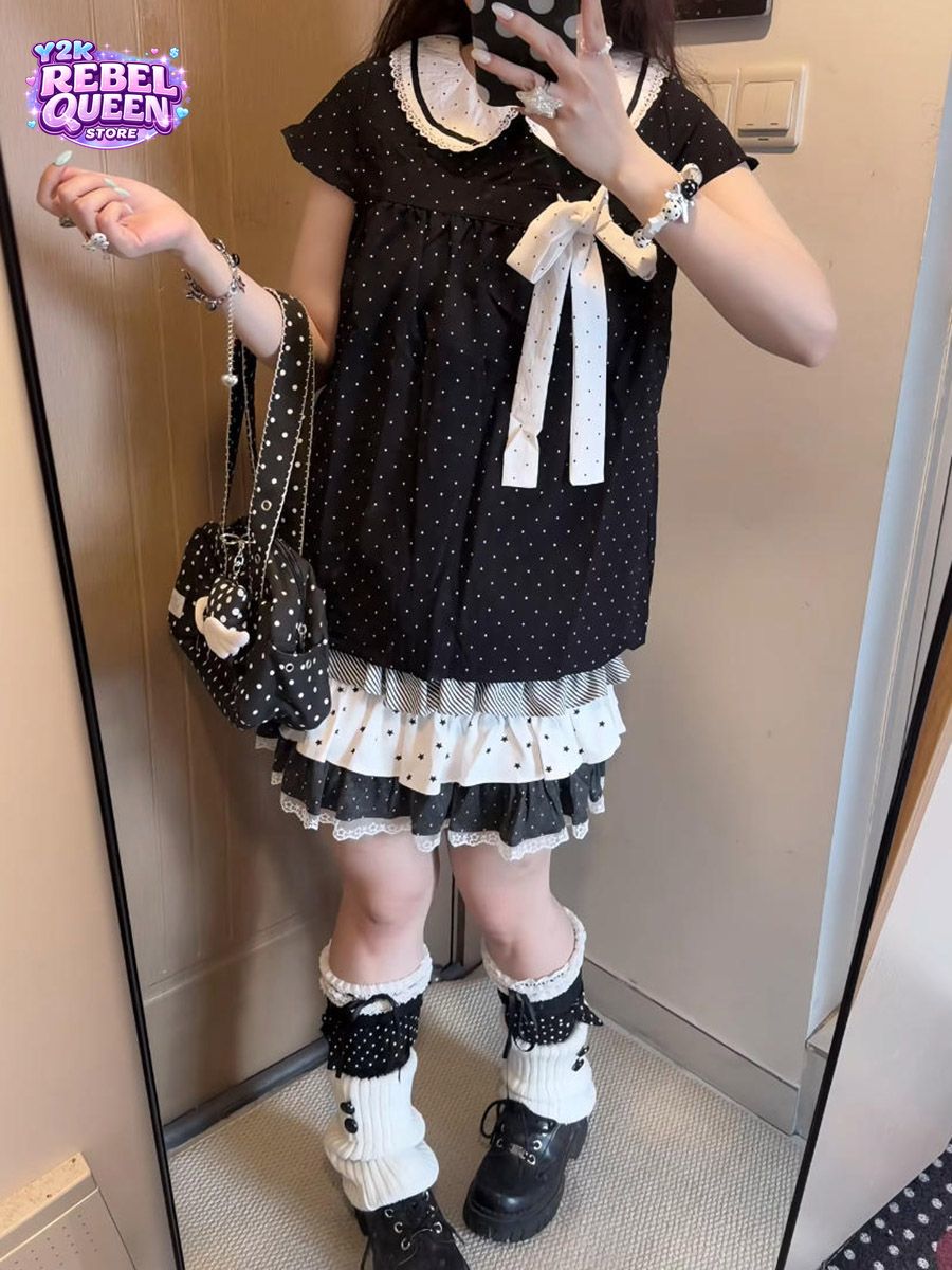 Y2K Kawaii Japanisches Polka-D – Elastic Lace Trim Bewertung und Preis