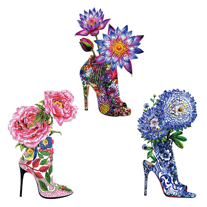 High heels blumen Eisen Auf Pa – Applique Patch Flower Bewertung und Preis