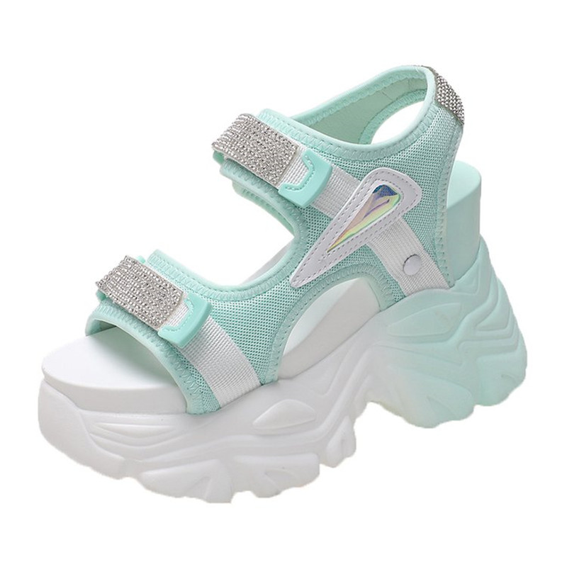 Hochwertige Plateau-Sandalen f – Crystal Mesh Fabric Bewertung und Preis