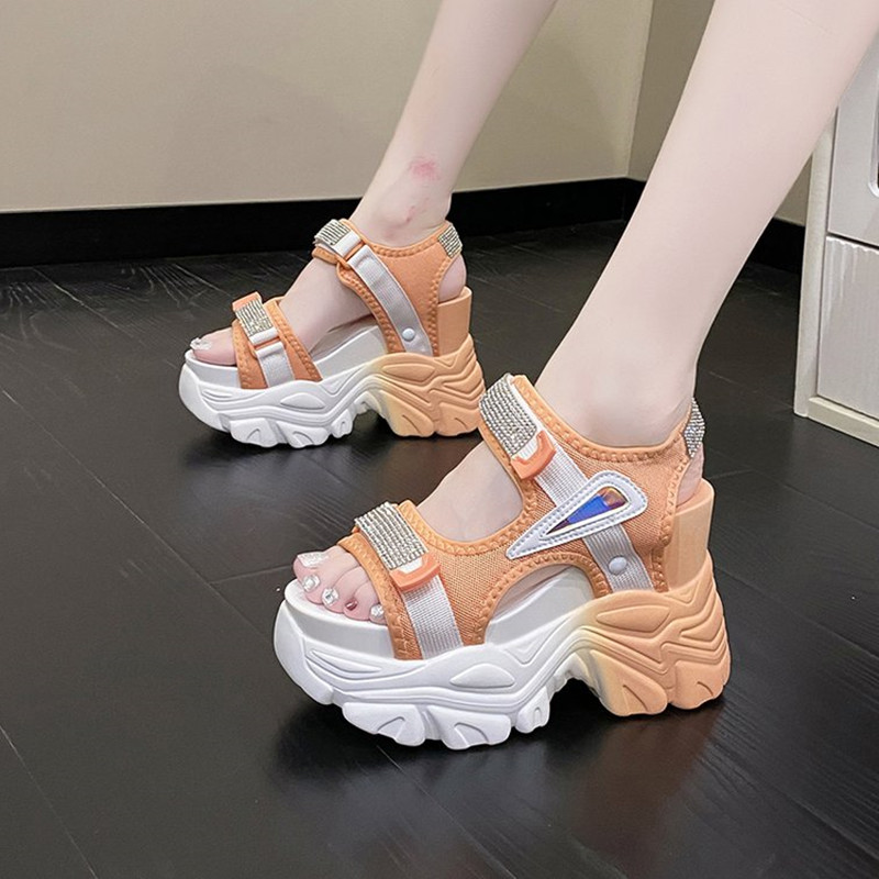 Hochwertige Plateau-Sandalen f – Crystal Mesh Fabric Bewertung und Preis