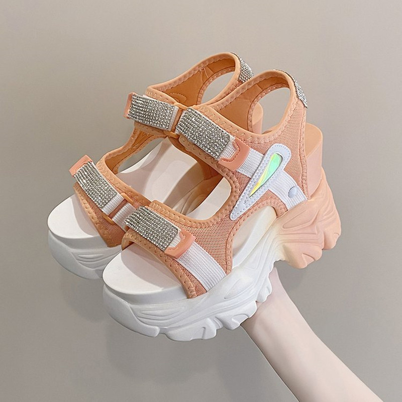 Hochwertige Plateau-Sandalen f – Crystal Mesh Fabric Bewertung und Preis